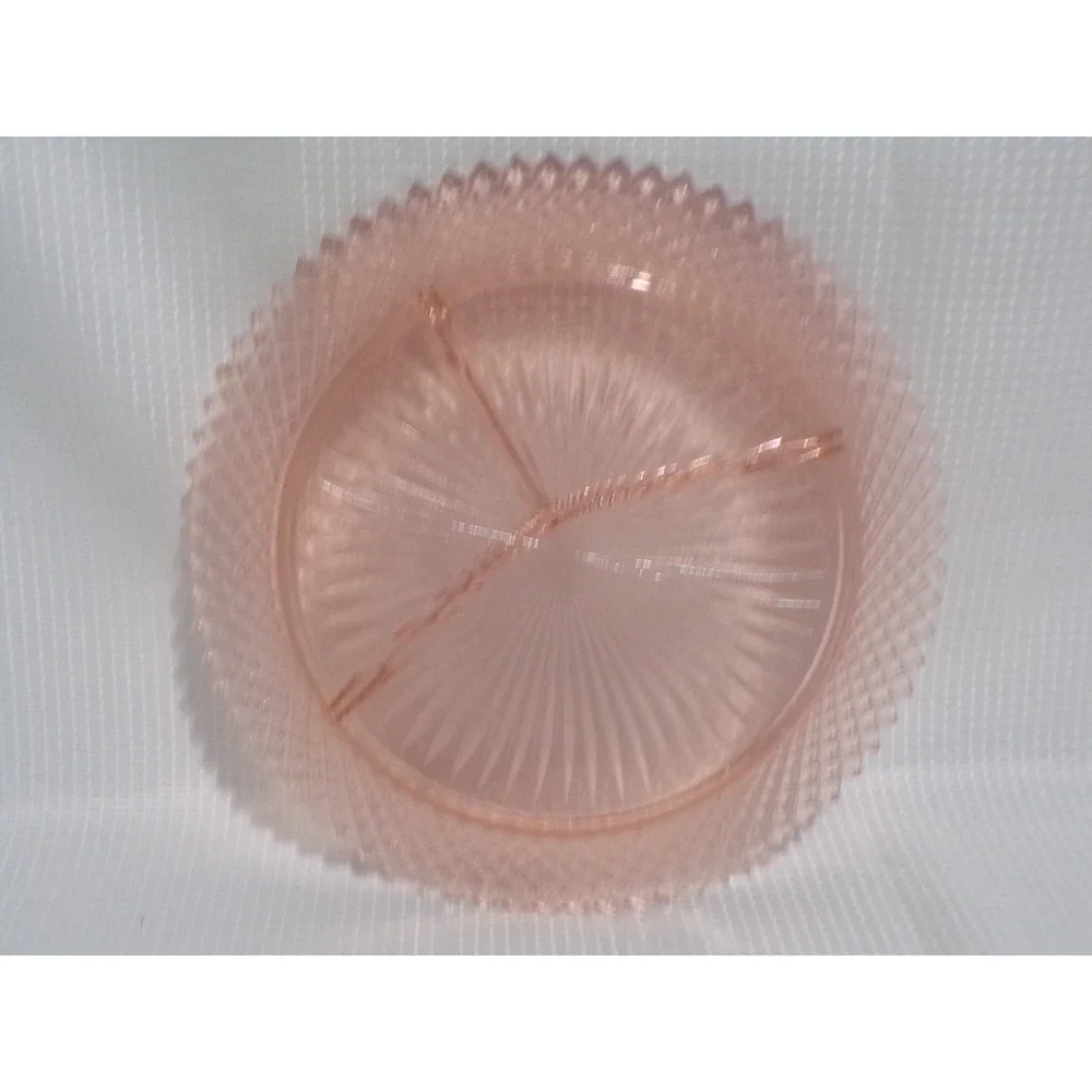 Miss America Hocking Glass Diamond Point Depression Sawtooth Edge Divided‎ Dish